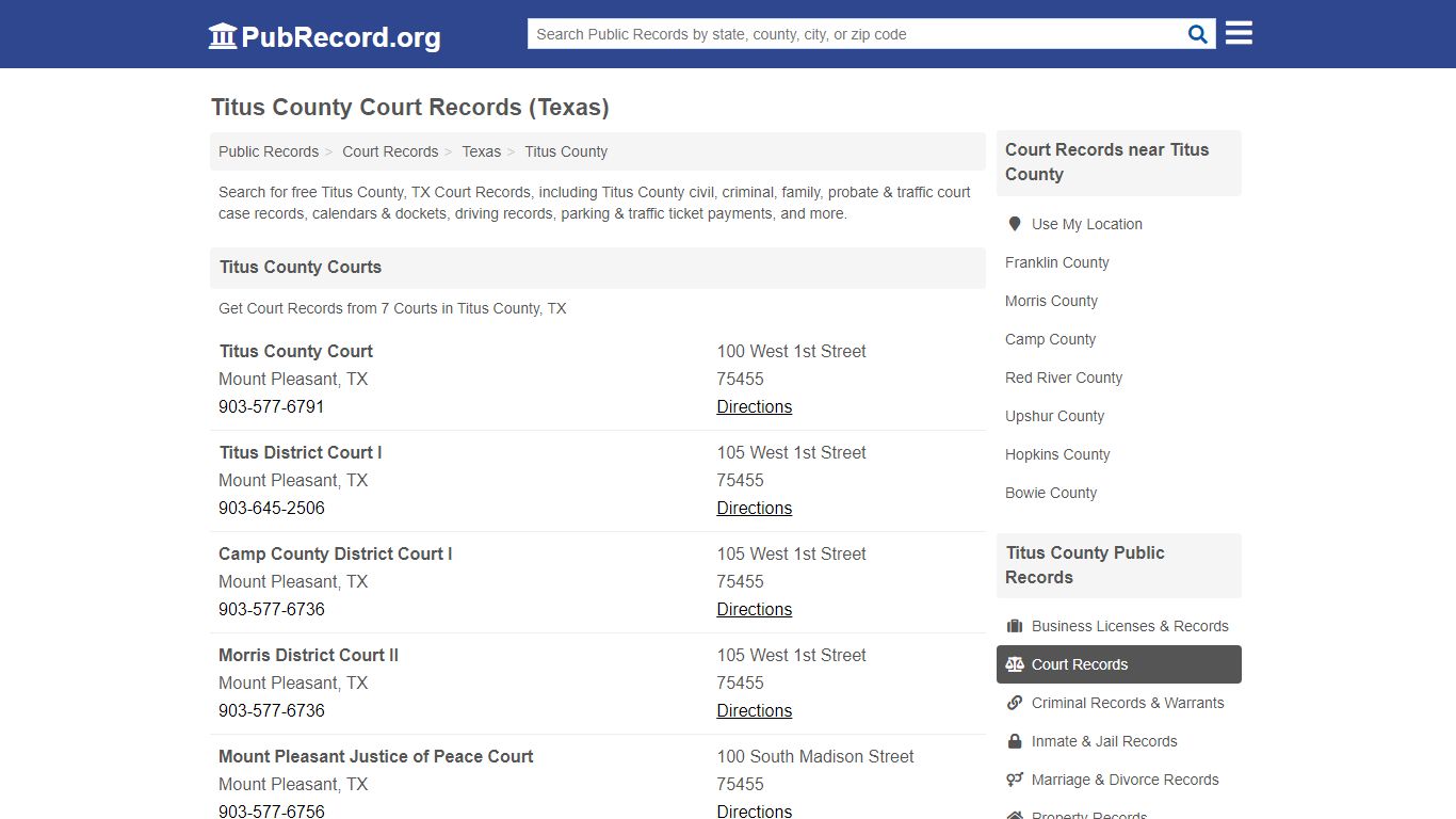 Free Titus County Court Records (Texas Court Records)
